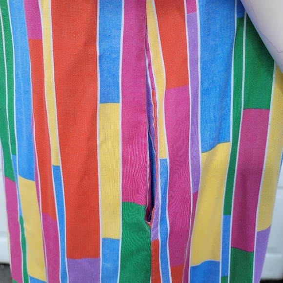 Rainbow Stripe 1970s Handmade House Dress Caftan Muu-Muu Full Length - Picture 3 of 12